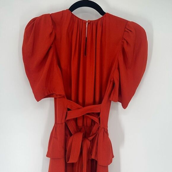 Ulla Johnson Midi Marion Dress Womens 2 Red Orange Romantic Feminine Cocktail - Picture 8 of 14